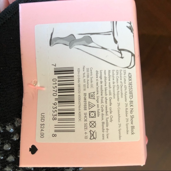 NWT Kate Spade 2 pair anti-slip grip no slow black barre socks - Picture 6 of 7